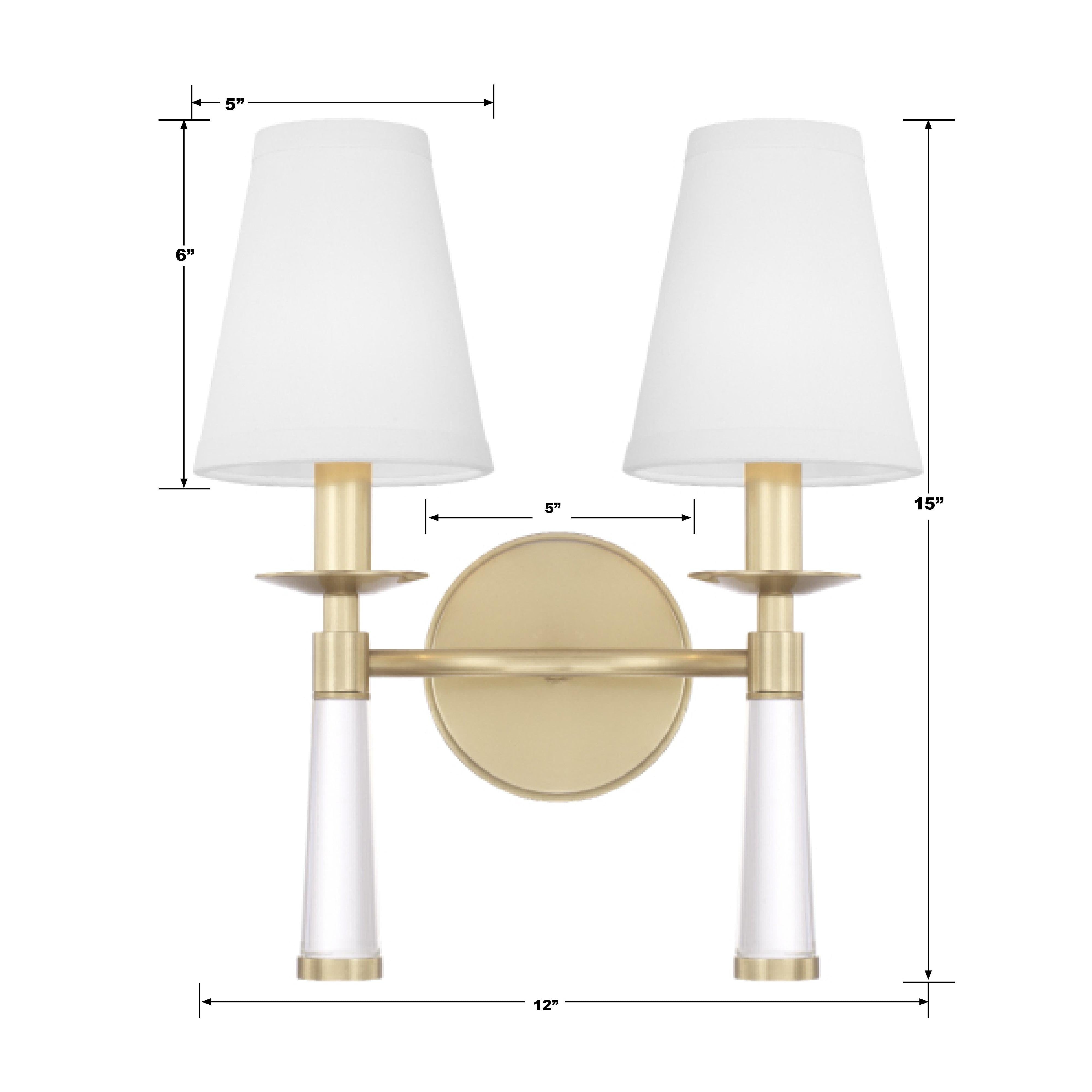 Crystorama Baxter 8862-AG – 12 Inch – 2 Light – Sconce – Aged Brass – Dry Rated