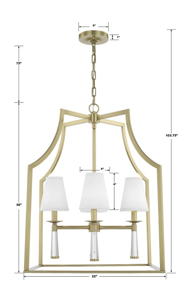 Crystorama BAXTER 8864-AG Chandelier Modern - Aged Brass