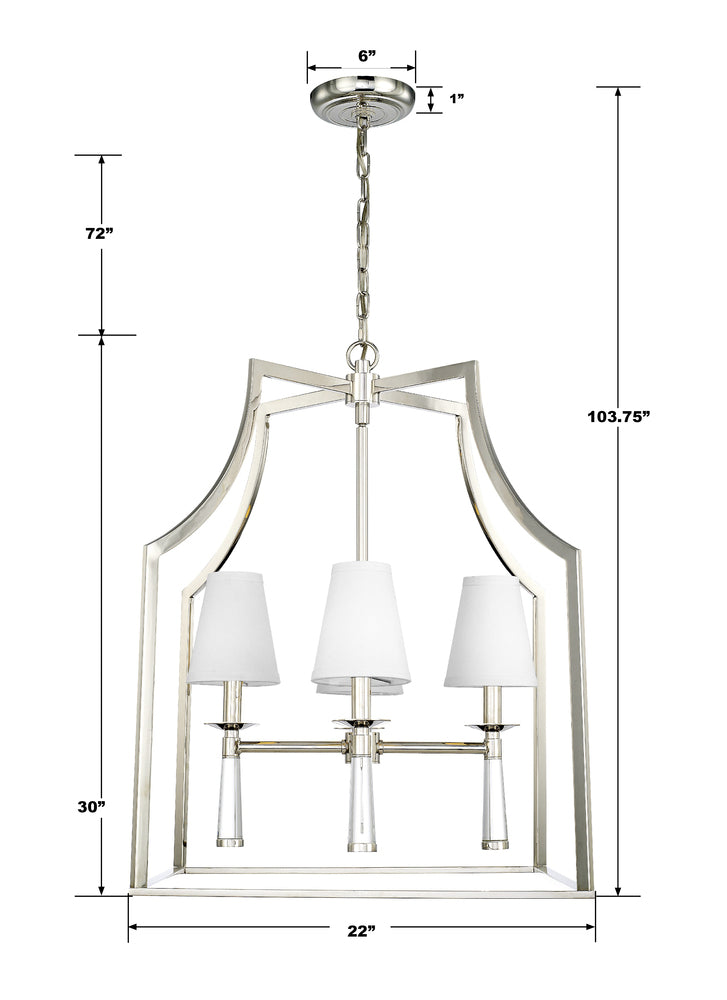 Crystorama BAXTER 8864-PN Chandelier Modern - Polished Nickel