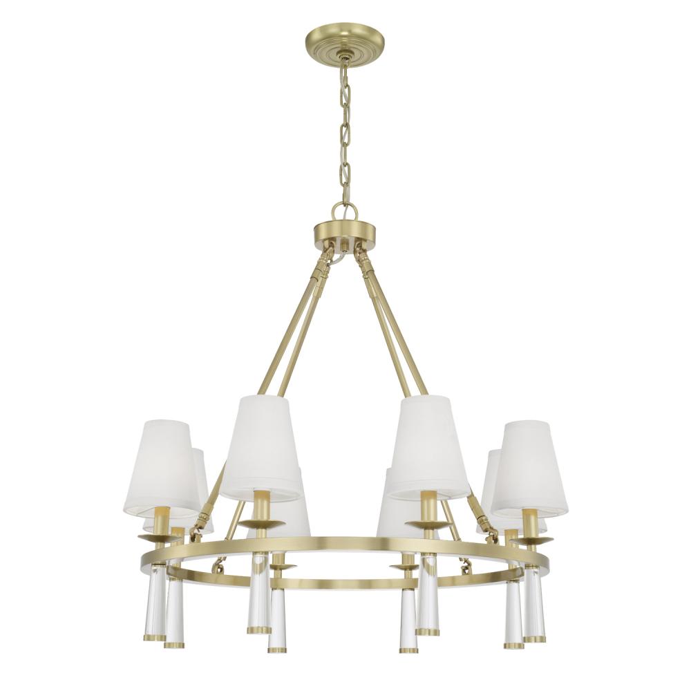 Crystorama 8867-AG Baxter 8 Light Chandelier, UL Dry Rated, Antique Aged Brass