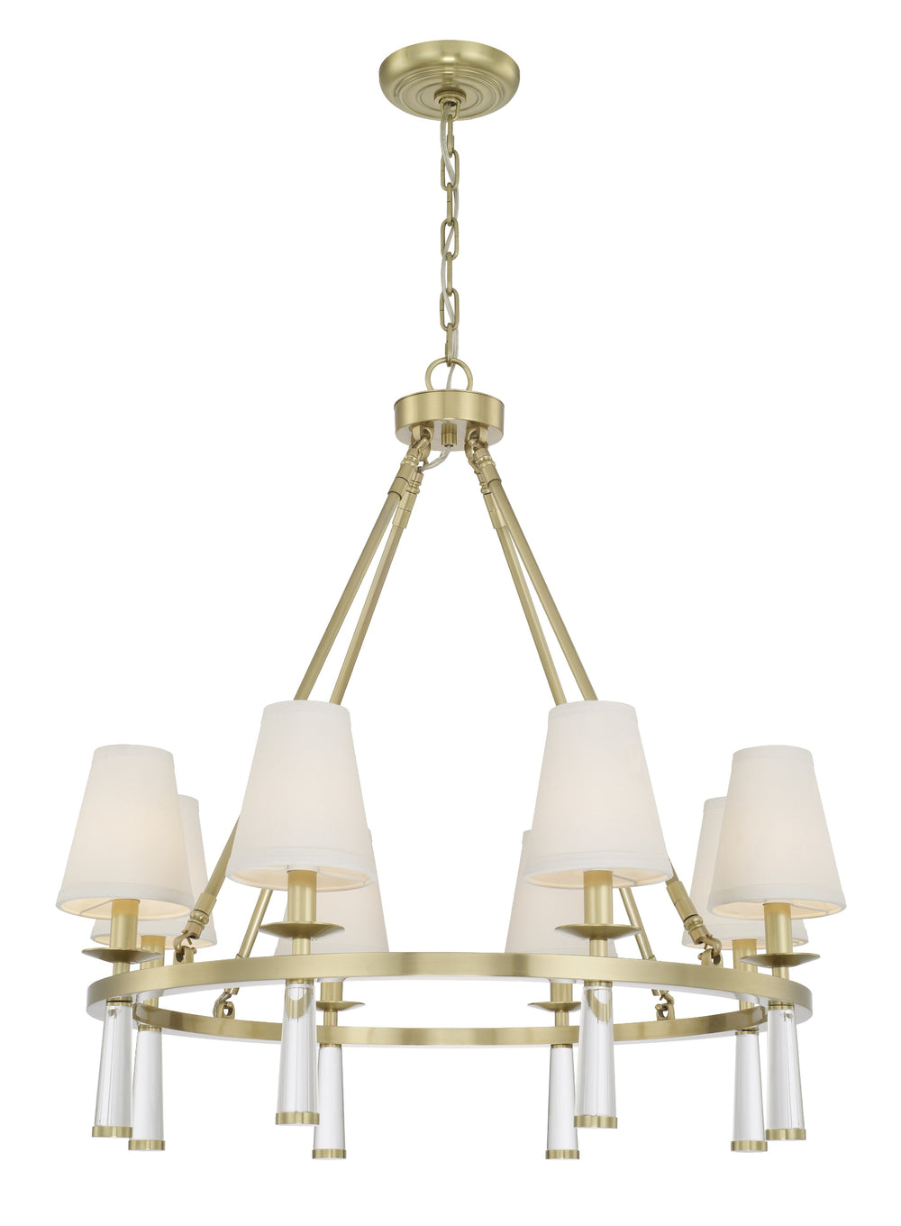 Crystorama 8867-AG Baxter 8 Light Chandelier, UL Dry Rated, Antique Aged Brass