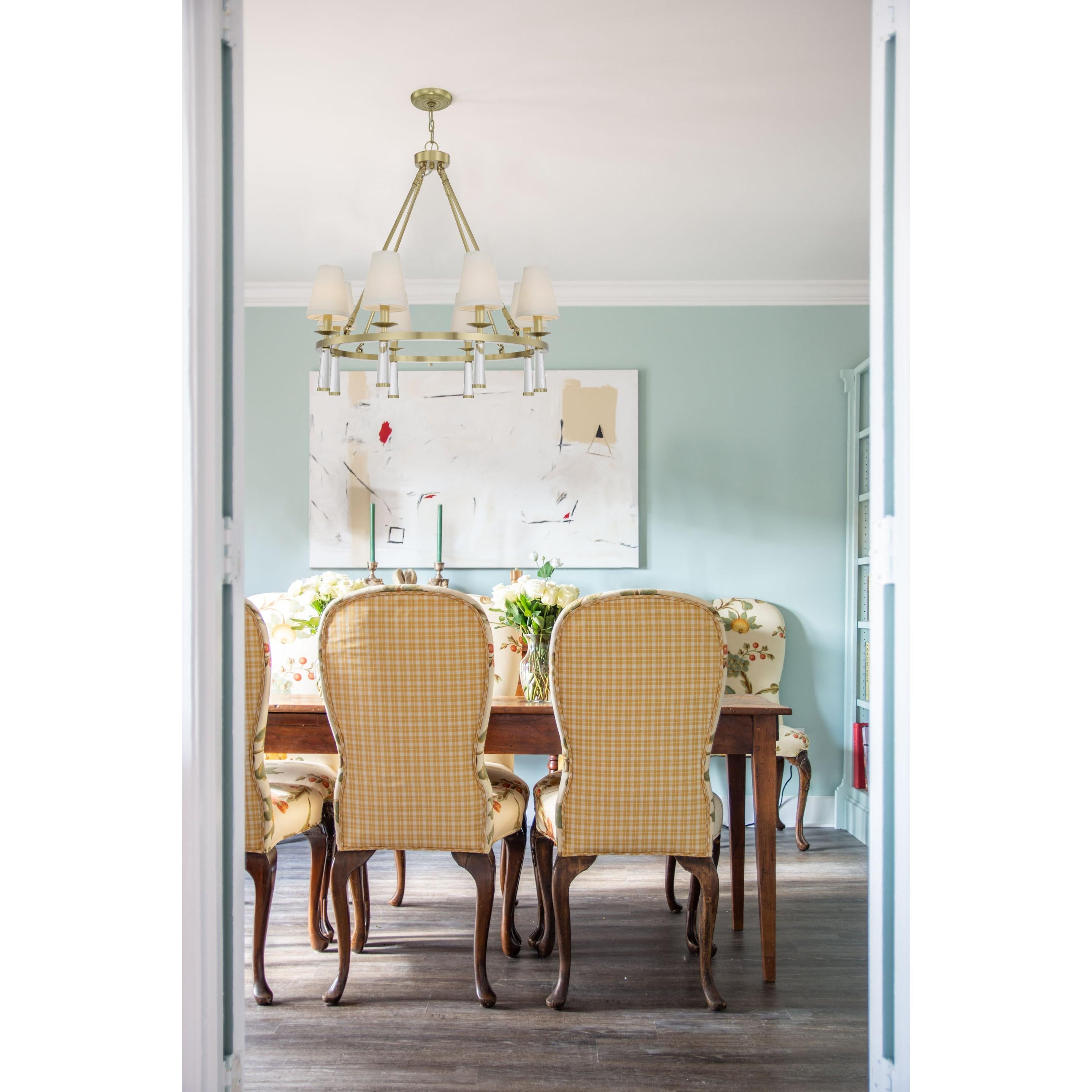 Crystorama Baxter 8867-AG – 31.5 Inch – 8 Light – Chandelier – Aged Brass – Dry Rated