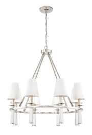 Crystorama Baxter 8867-PN – 31.5 Inch – 8 Light – Chandelier – Polished Nickel – Dry Rated