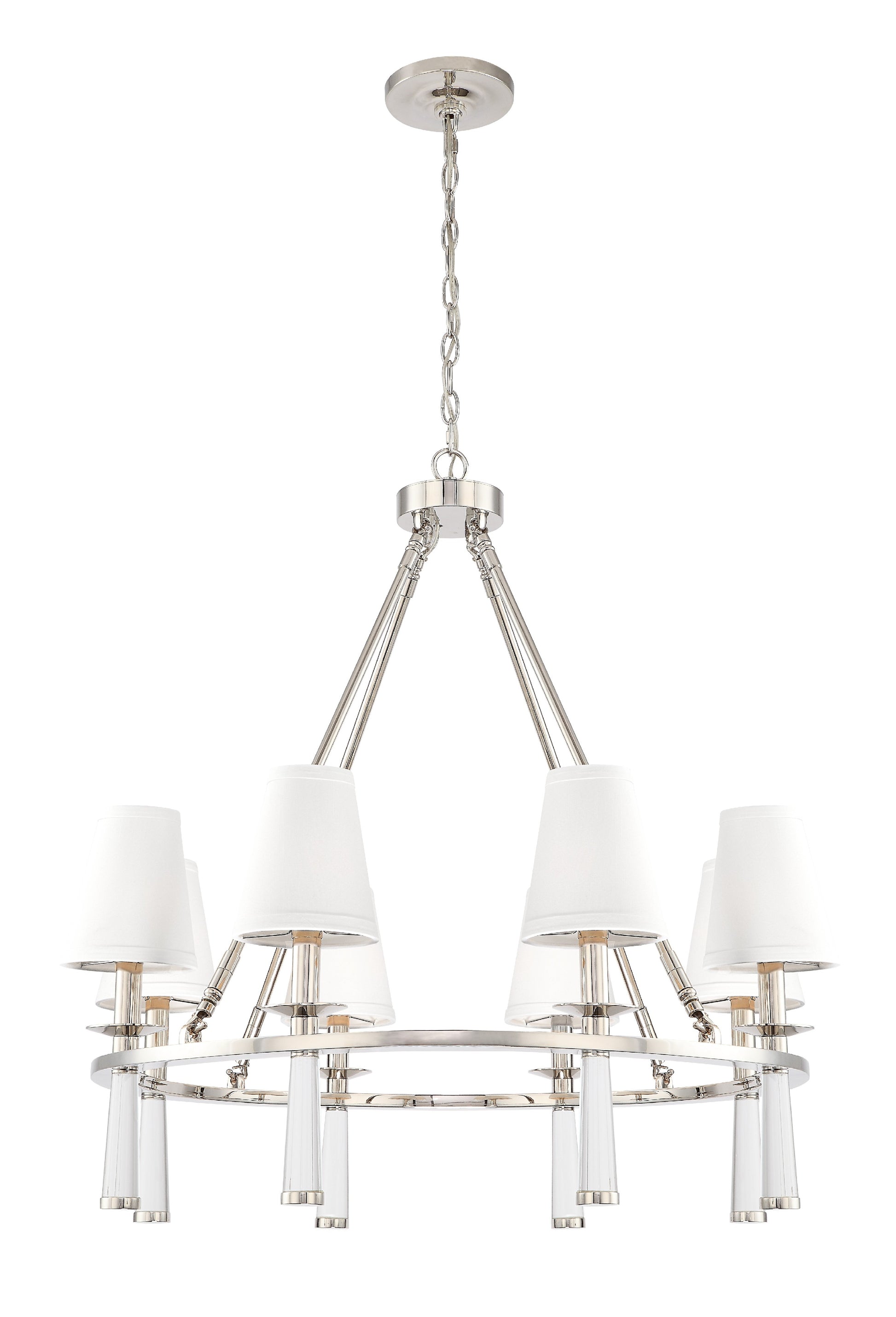 Crystorama Baxter 8867-PN – 31.5 Inch – 8 Light – Chandelier – Polished Nickel – Dry Rated
