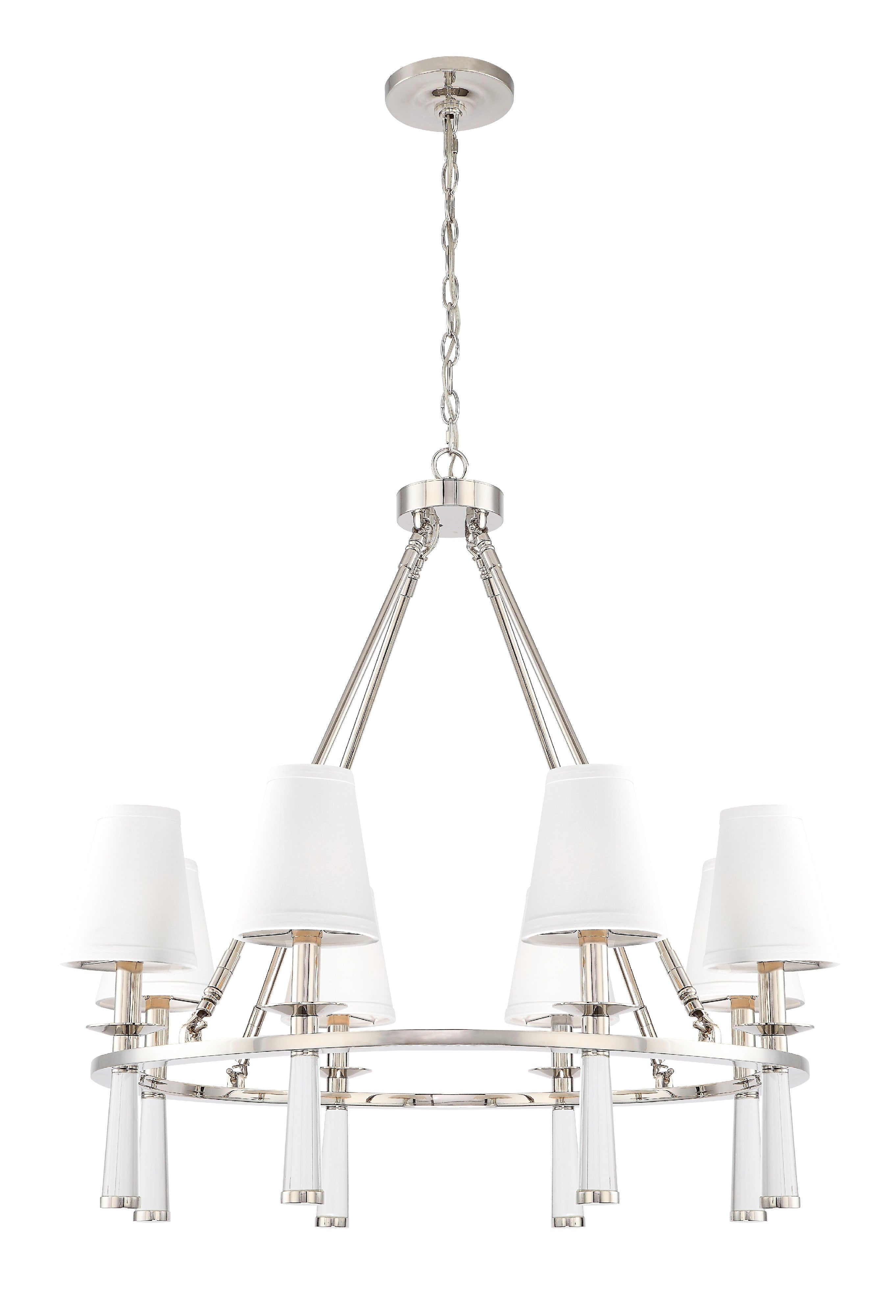 Crystorama Baxter 8867-PN – 31.5 Inch – 8 Light – Chandelier – Polished Nickel – Dry Rated