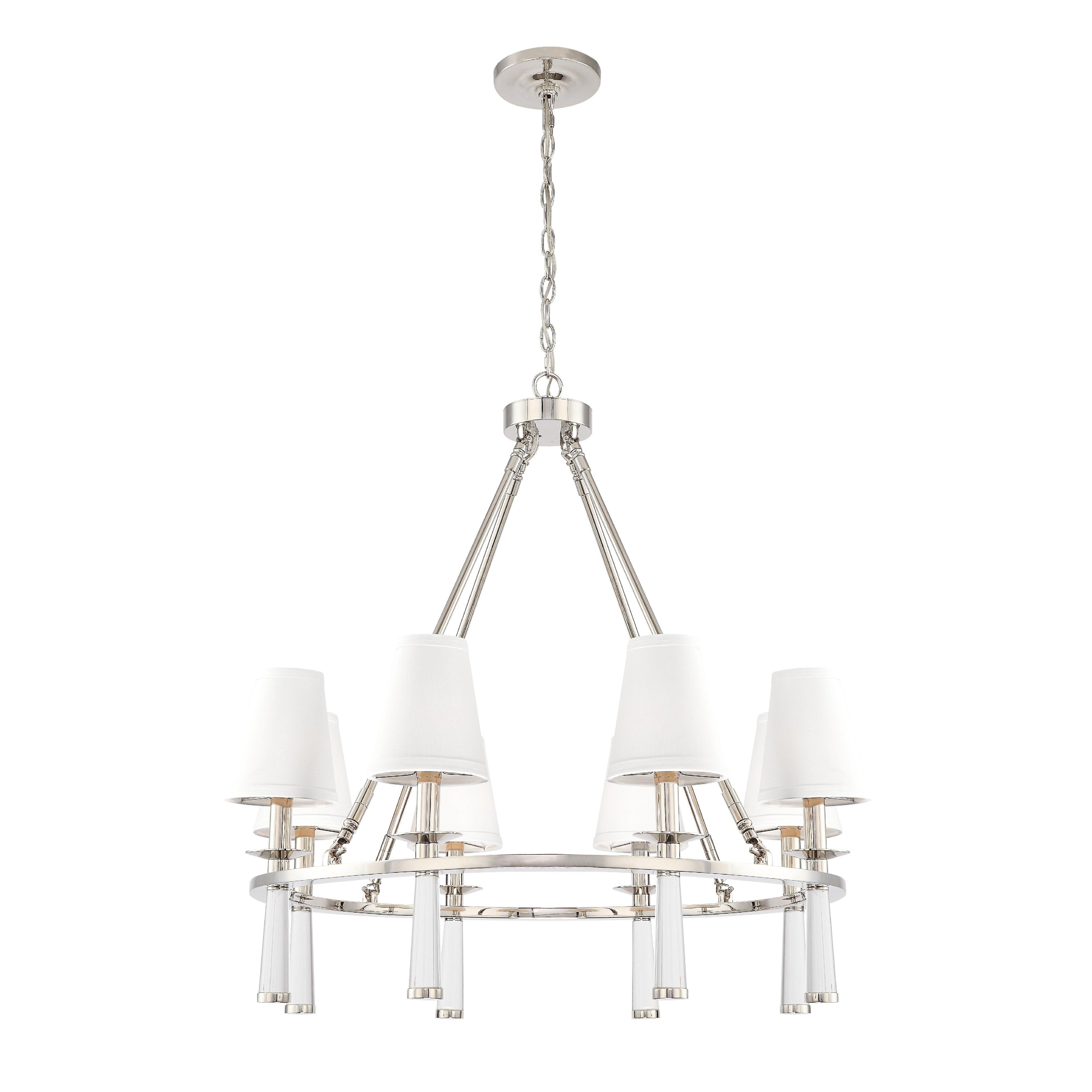 Crystorama Baxter 8867-PN – 31.5 Inch – 8 Light – Chandelier – Polished Nickel – Dry Rated