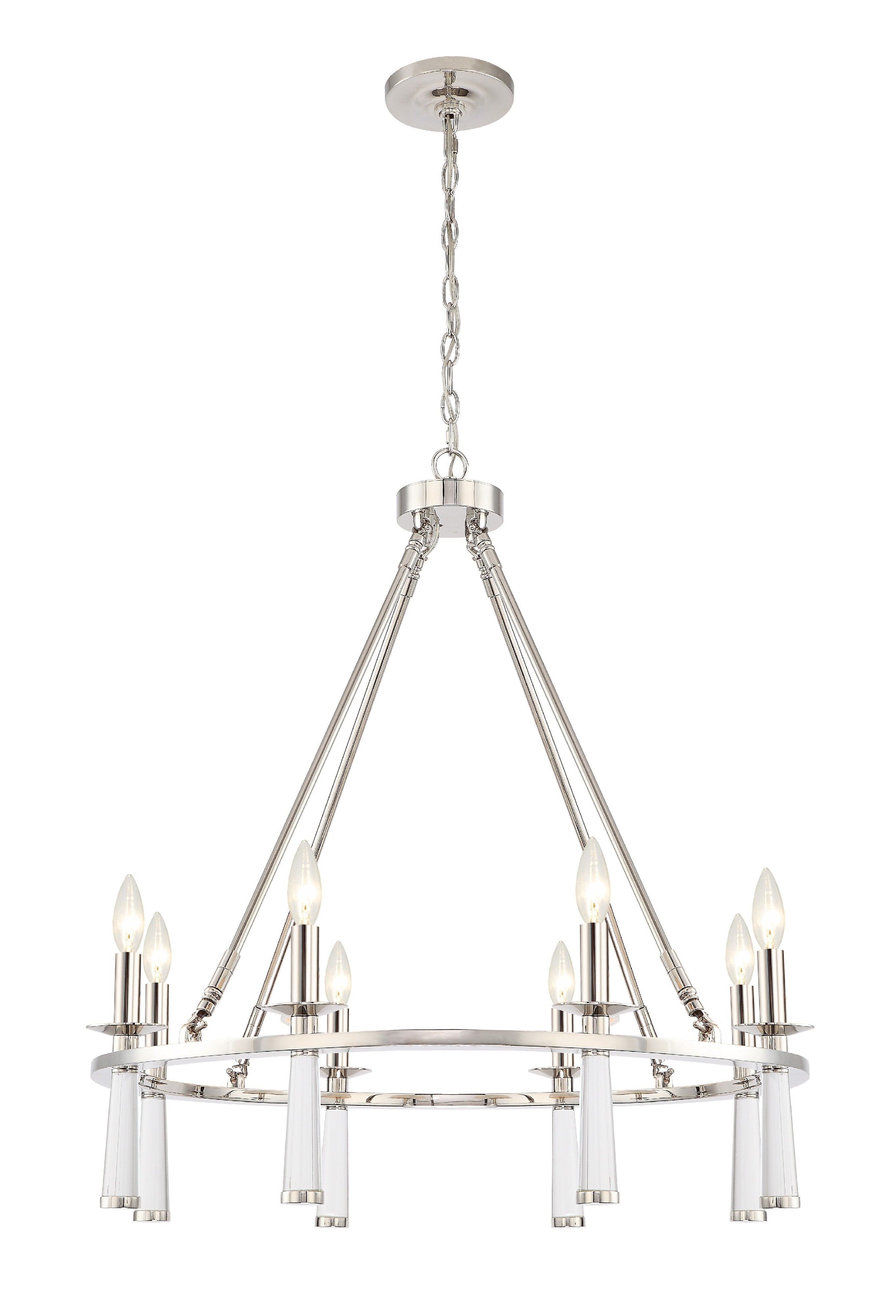 Crystorama Baxter 8867-PN – 31.5 Inch – 8 Light – Chandelier – Polished Nickel – Dry Rated