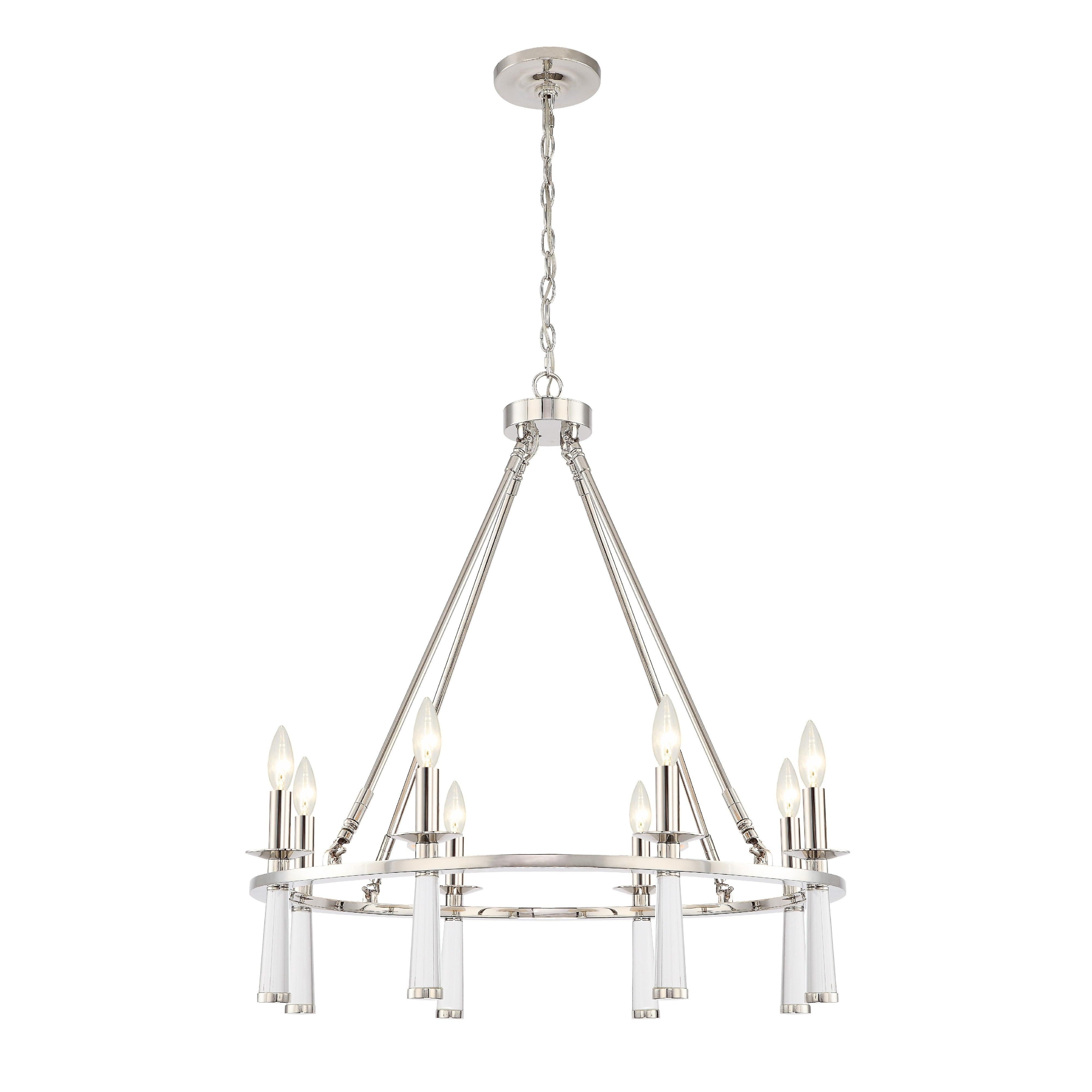 Crystorama Baxter 8867-PN – 31.5 Inch – 8 Light – Chandelier – Polished Nickel – Dry Rated
