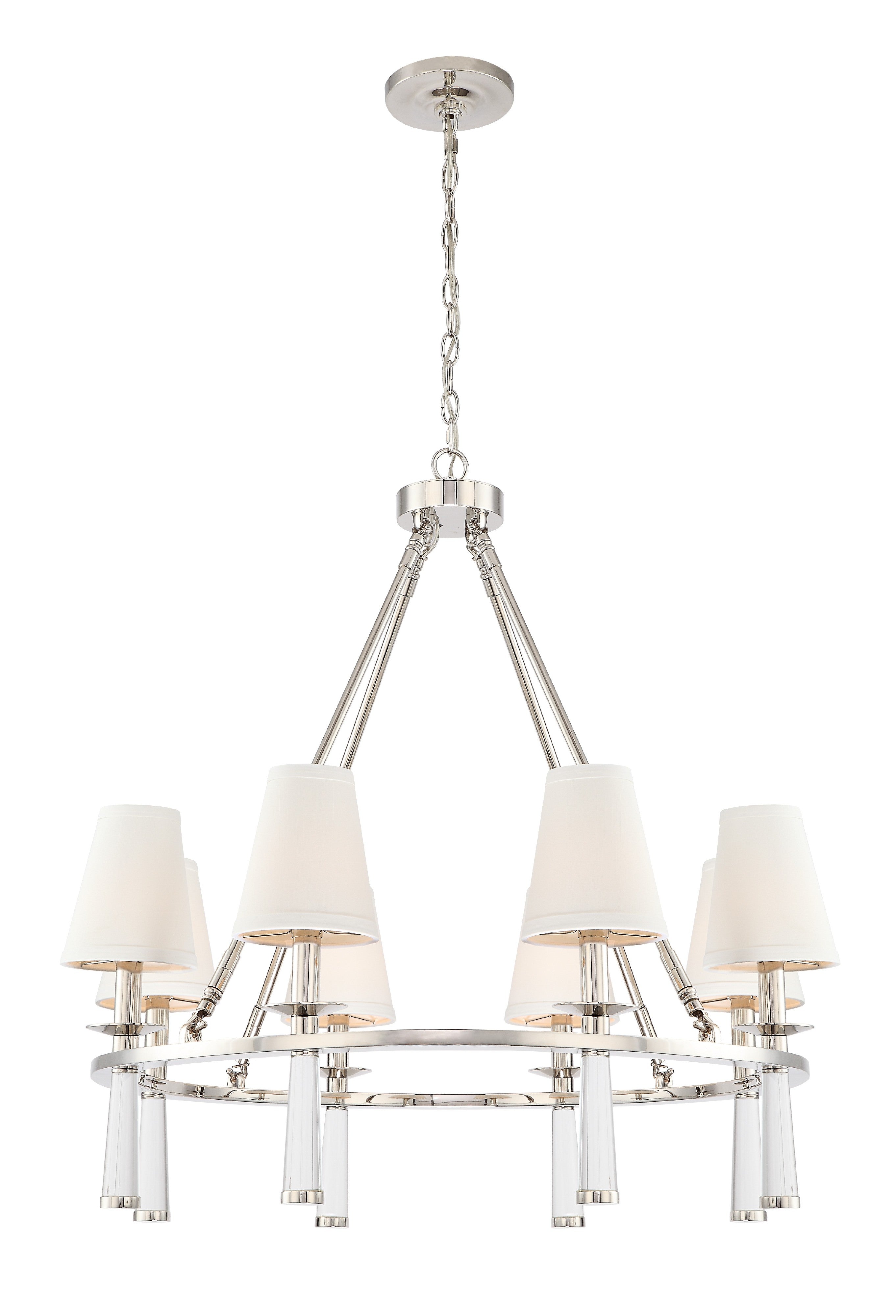 Crystorama Baxter 8867-PN – 31.5 Inch – 8 Light – Chandelier – Polished Nickel – Dry Rated