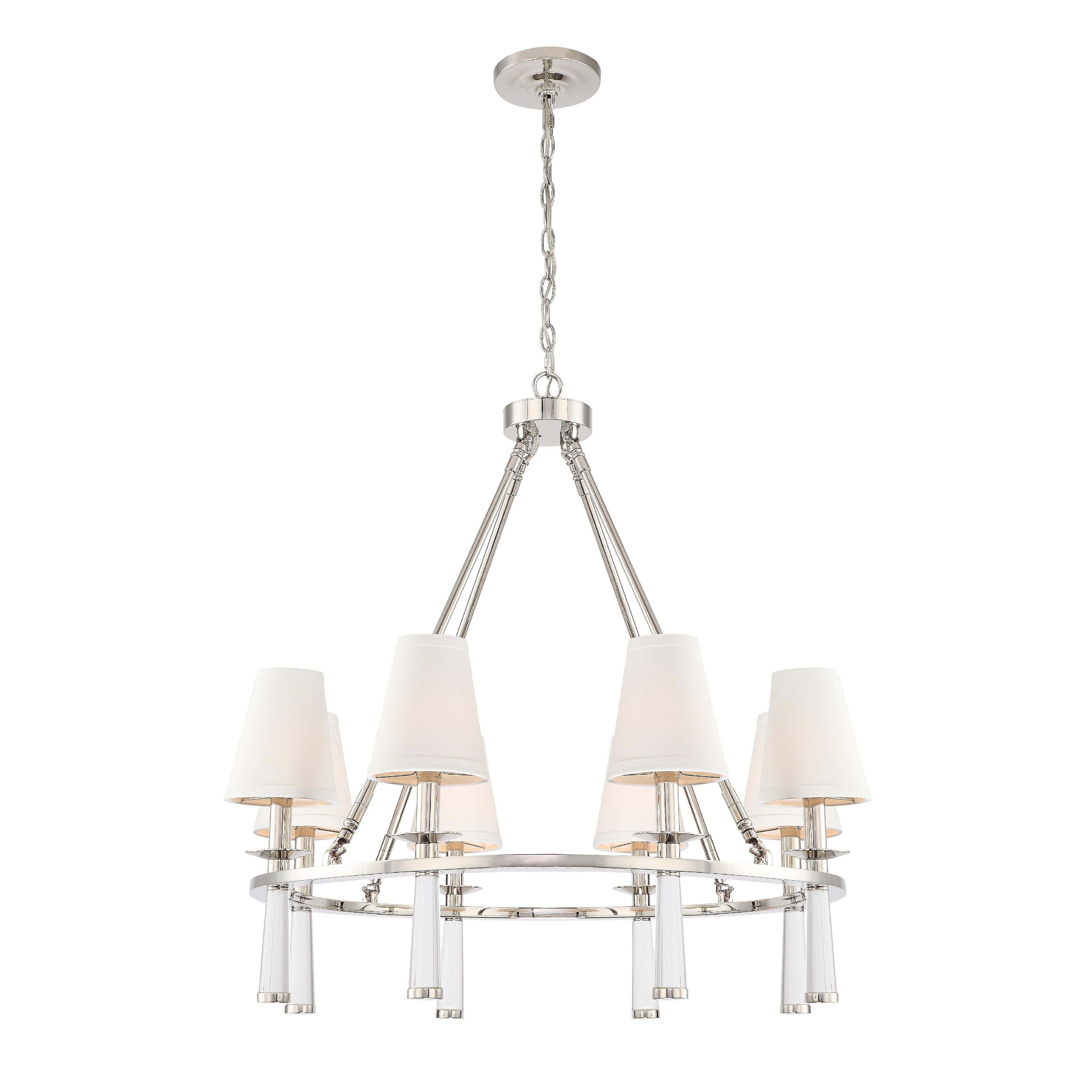 Crystorama Baxter 8867-PN – 31.5 Inch – 8 Light – Chandelier – Polished Nickel – Dry Rated