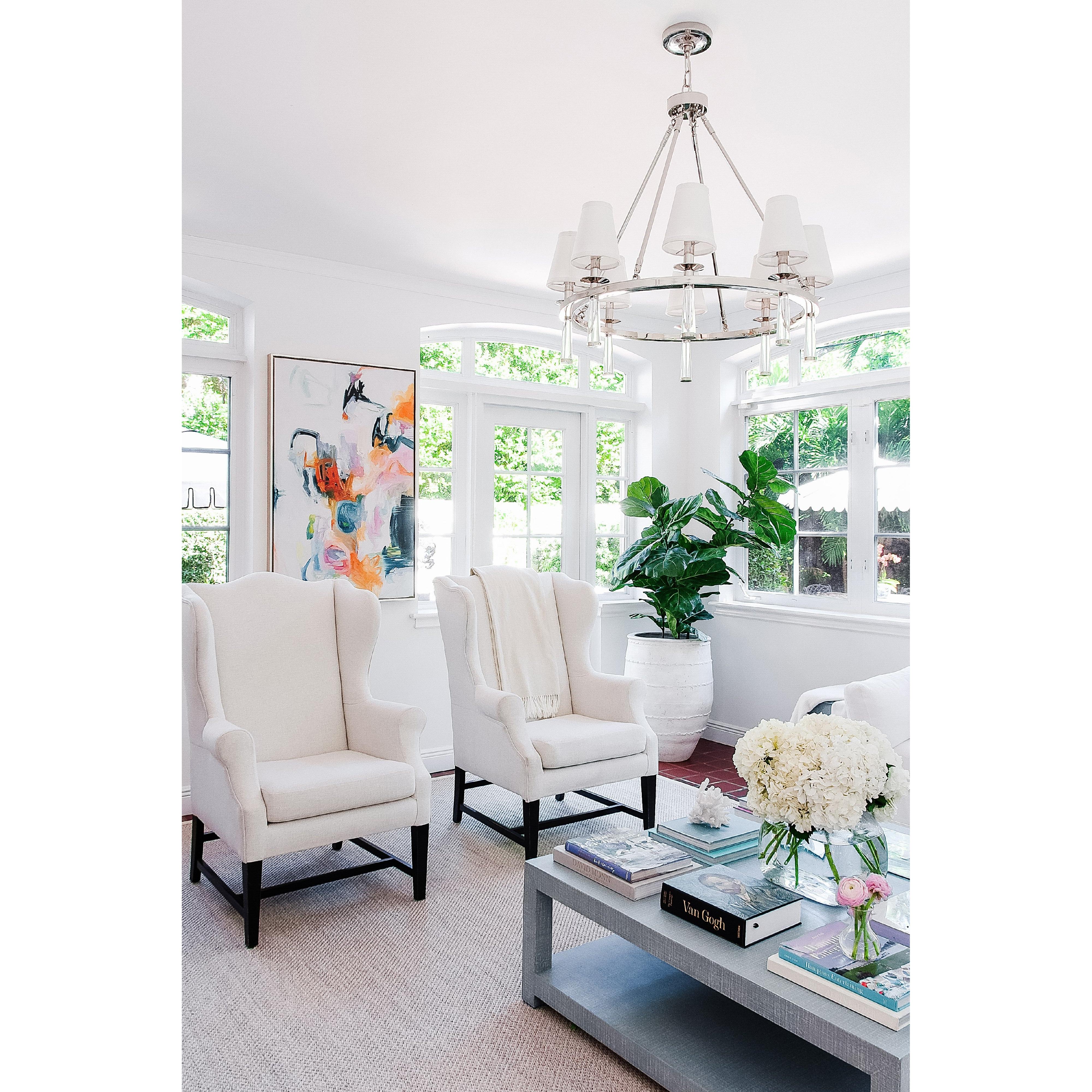 Crystorama Baxter 8867-PN – 31.5 Inch – 8 Light – Chandelier – Polished Nickel – Dry Rated