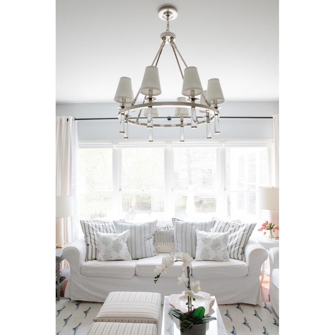 Crystorama Baxter 8867-PN – 31.5 Inch – 8 Light – Chandelier – Polished Nickel – Dry Rated