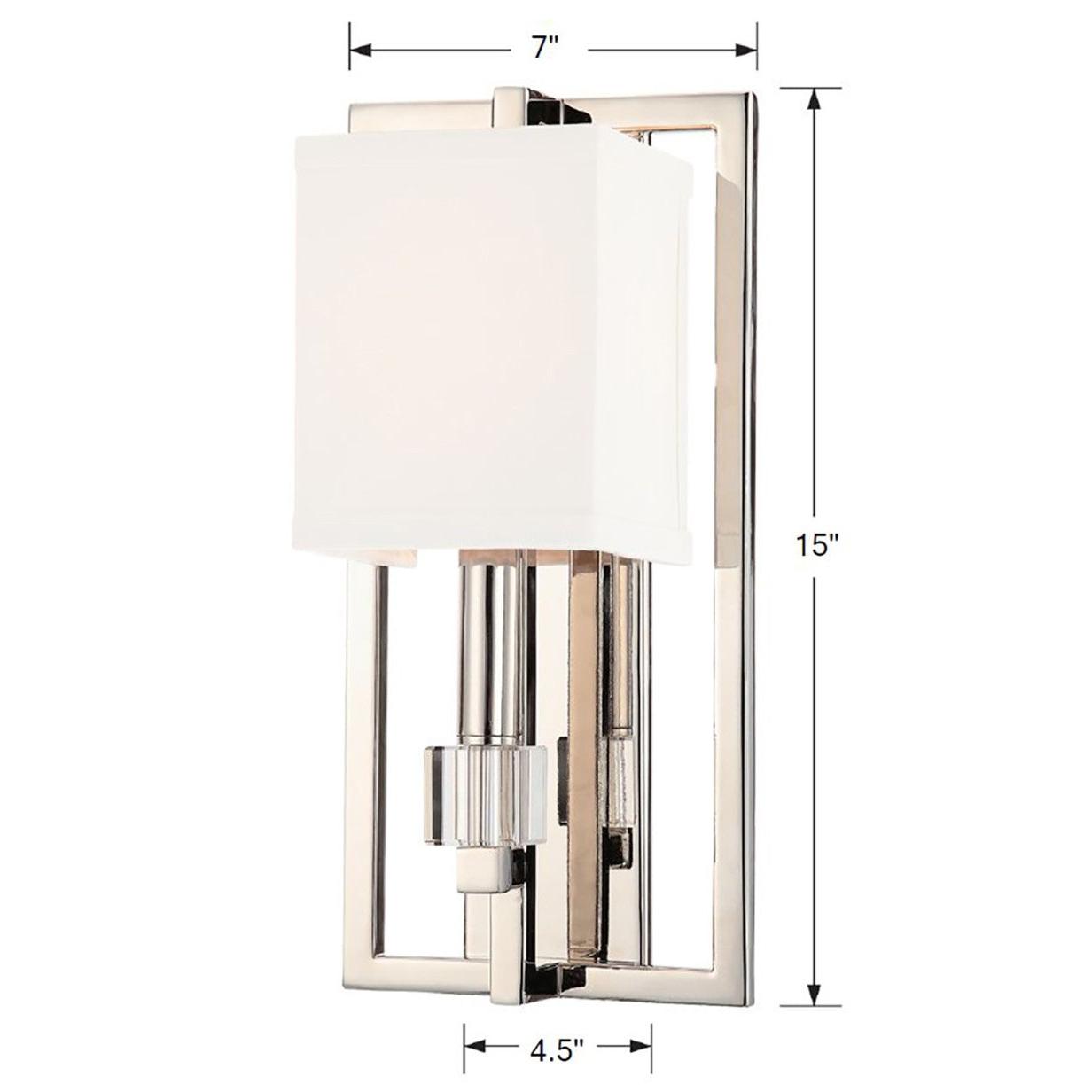 Crystorama Dixon 8881-PN – 7 Inch – 1 Light – Sconce – Polished Nickel – Dry Rated