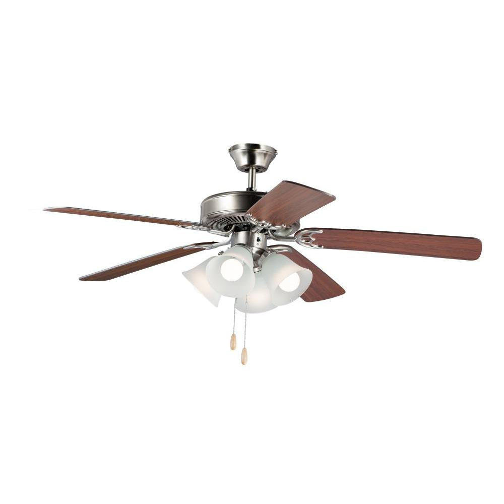 Basic-Max 52 Inch Ceiling Fan – Satin Nickel / Walnut / Pecan