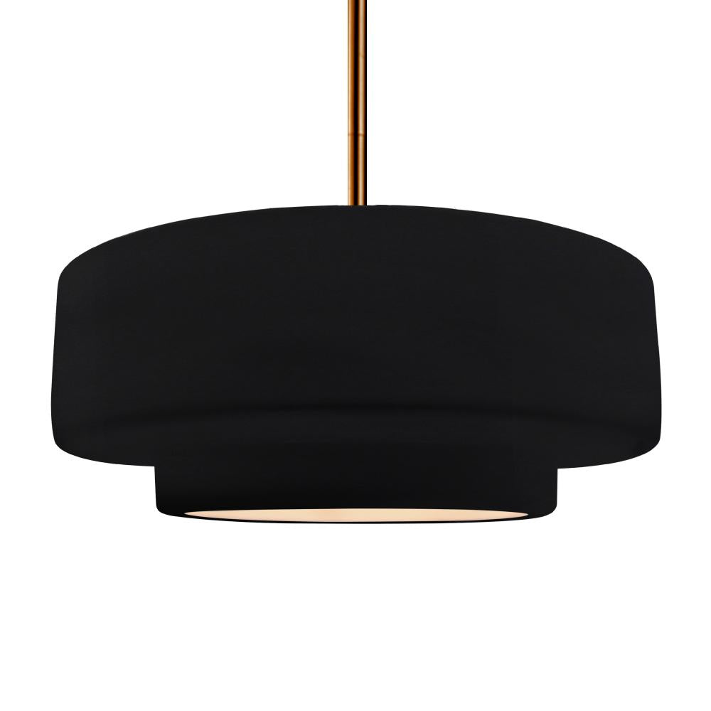 Justice Design Group RADIANCE CER-6545-BKMT-BRSS-RIGID-LED1-700 Pendant - Gloss Black With Matte White Internal