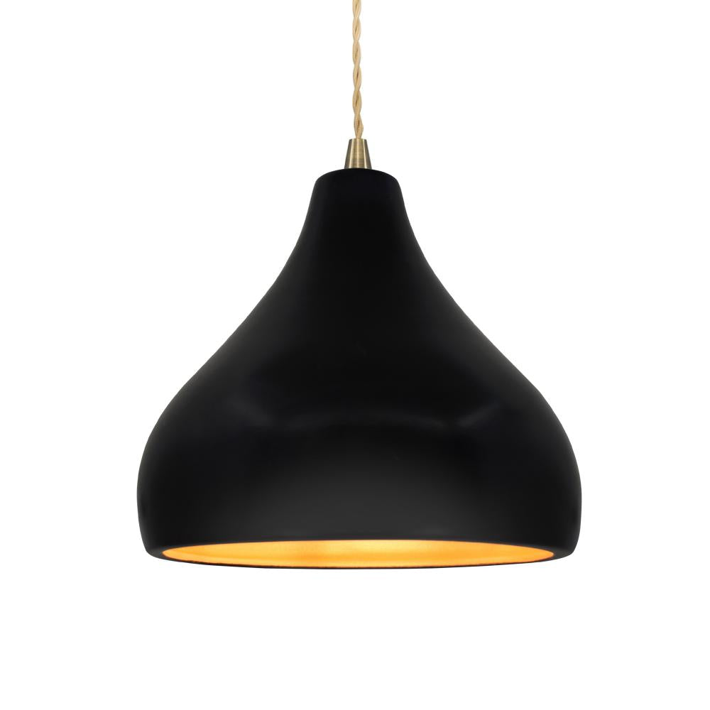 Justice Design Group RADIANCE CER-6563-CBGD-ABRS-BEIG-TWST-LED1-700 Pendant - Carbon Matte Black With Champagne Gold Internal