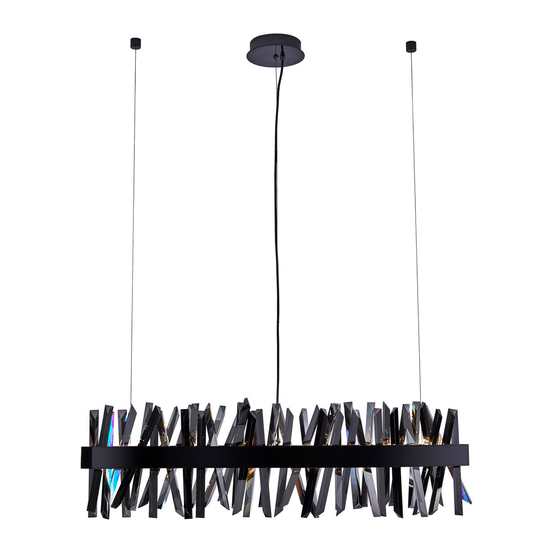 Glacier 42-in (40-watt) LED Black Nickel Wave Linear Chandelier