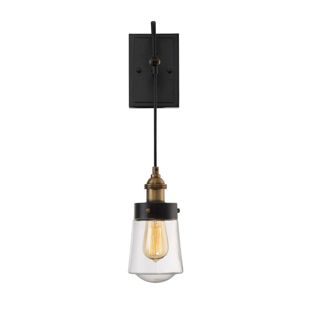 Macauley 1-Light Wall Sconce in Vintage Black with Warm Brass