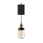 Macauley 1-Light Wall Sconce in Vintage Black with Warm Brass