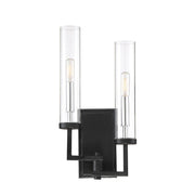Folsom 2-Light Adjustable Wall Sconce in Matte Black with Polished Chrome Accents