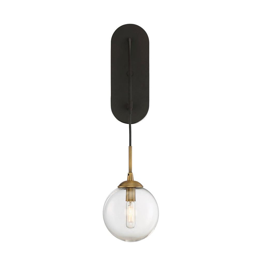 Fulton 1-Light Wall Sconce in English Bronze and Warm Brass
