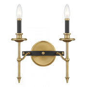 Consulate 2-Light Wall Sconce in Matte Black and Warm Brass