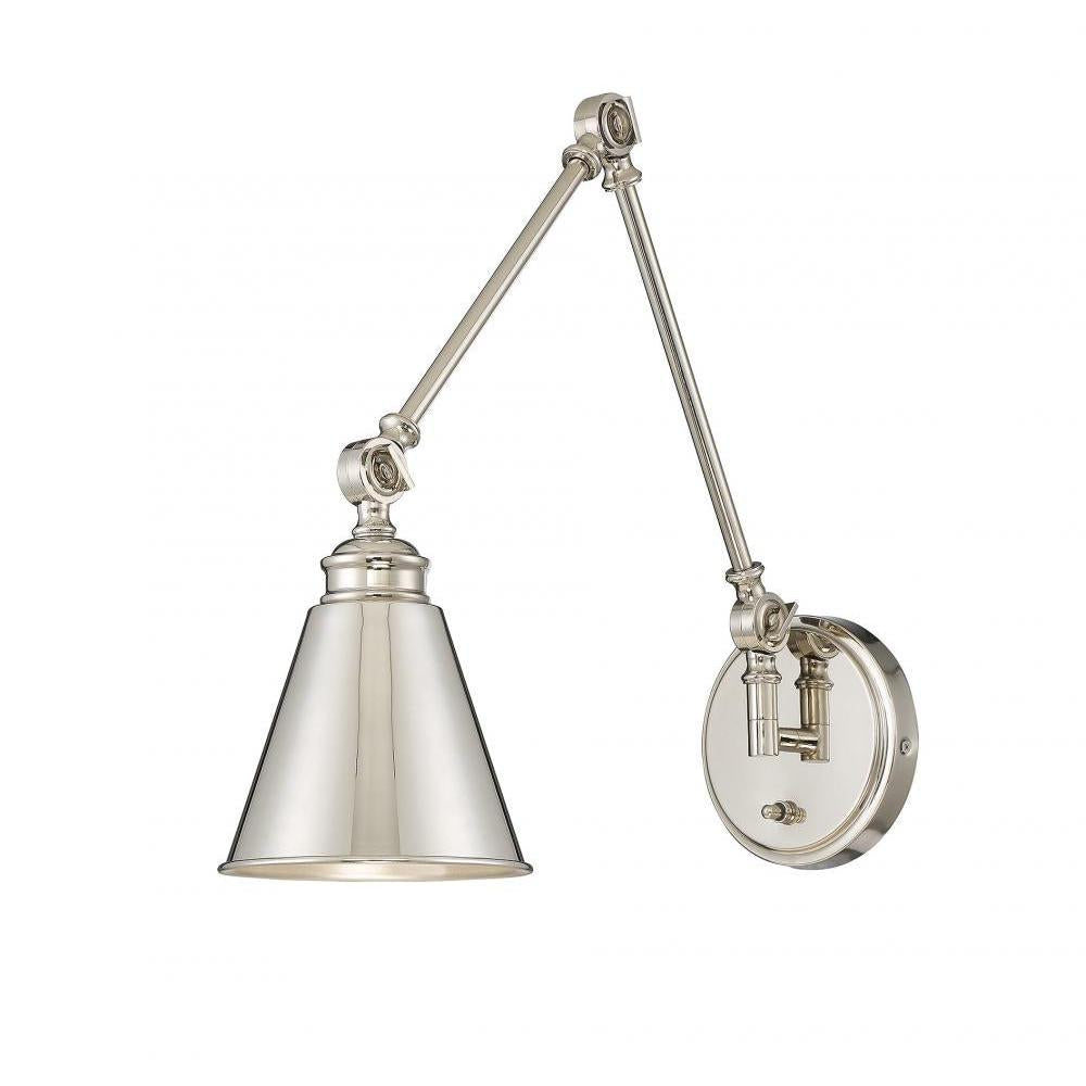 Morland 1-Light Adjustable Wall Sconce in Polished Nickel