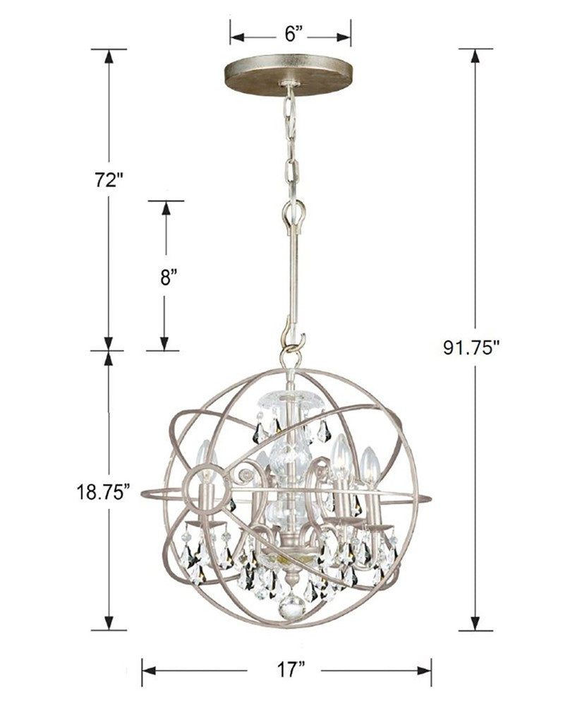 Crystorama SOLARIS 9025-OS-CL-MWP Mini Chandelier Contemporary - Olde Silver