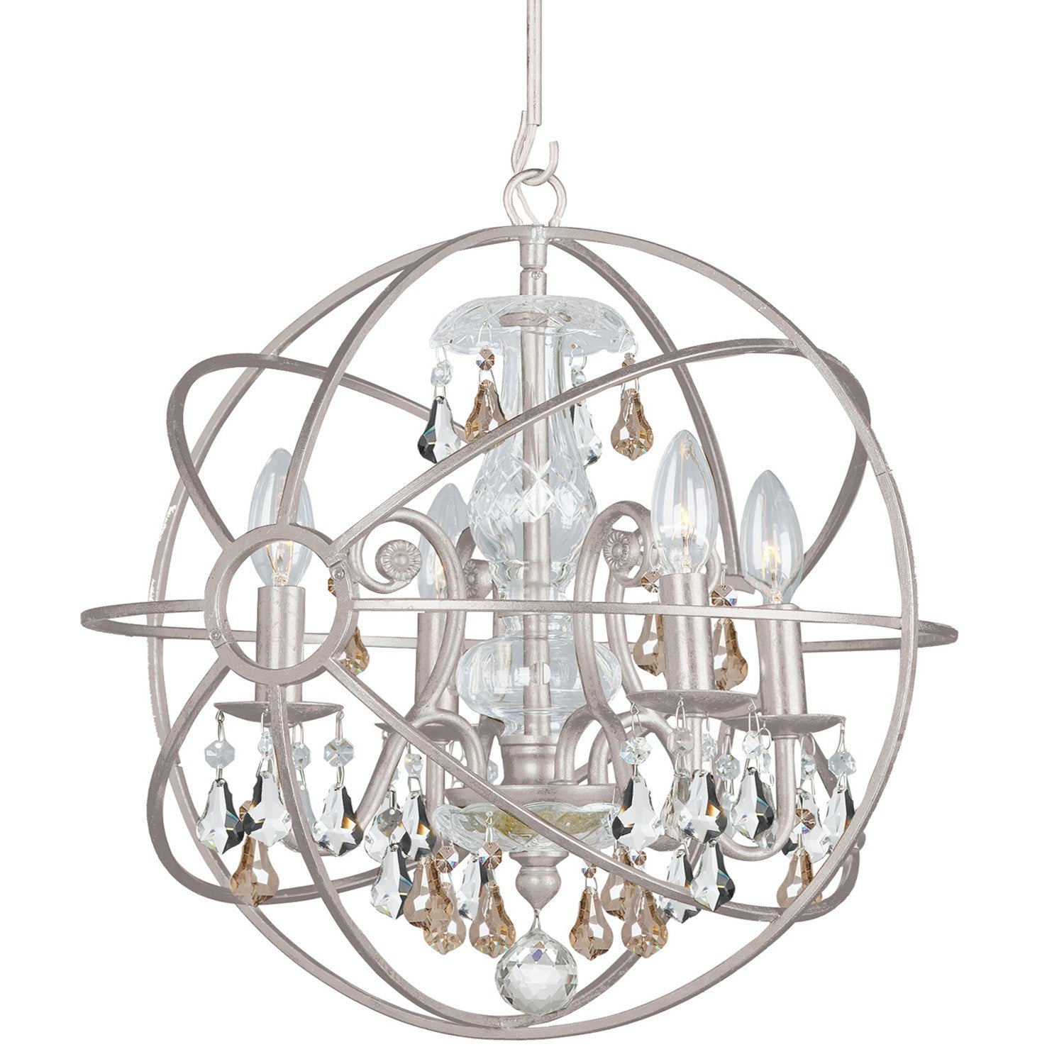 Crystorama Solaris 9025-OS-GS-MWP – 17 Inch – 4 Light – Chandelier – Olde Silver – Damp Rated