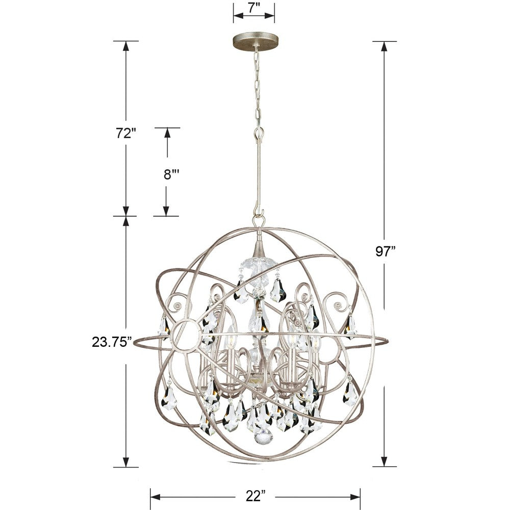 Crystorama SOLARIS 9026-OS-CL-MWP Chandelier Contemporary - Olde Silver