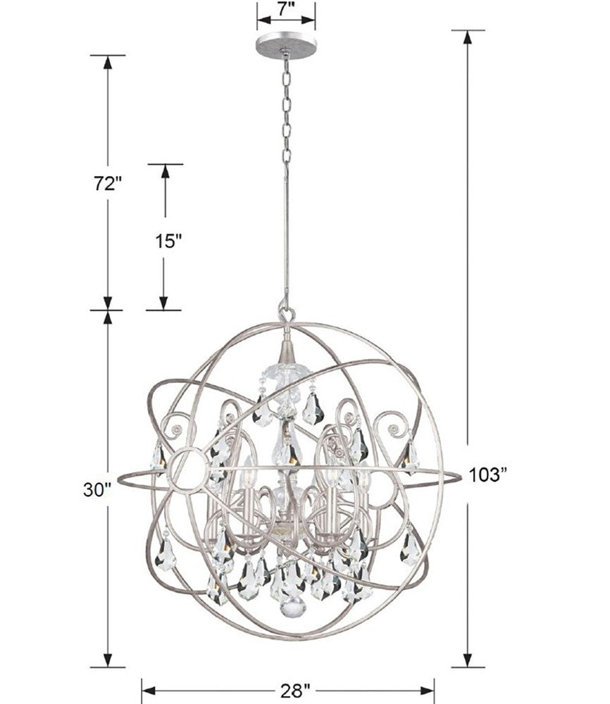 Crystorama SOLARIS 9028-OS-CL-MWP Chandelier Contemporary - Olde Silver