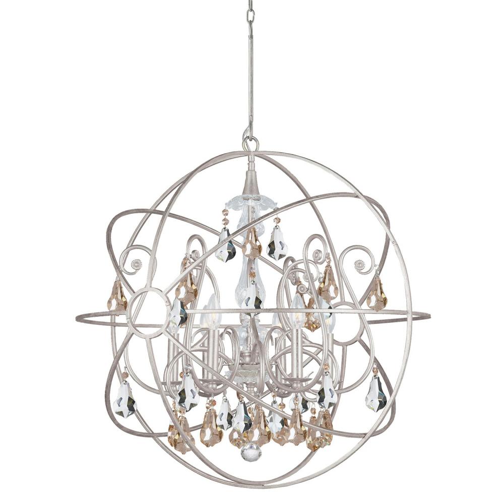 Crystorama SOLARIS 9028-OS-GS-MWP Chandelier Contemporary - Olde Silver