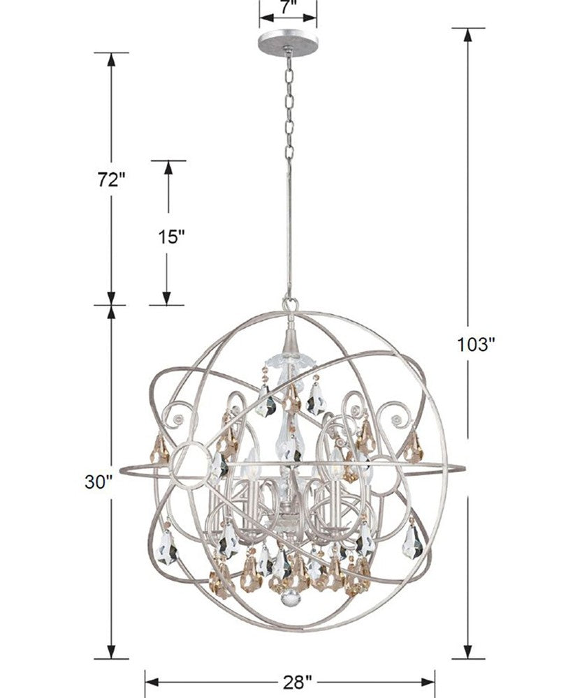 Crystorama SOLARIS 9028-OS-GS-MWP Chandelier Contemporary - Olde Silver