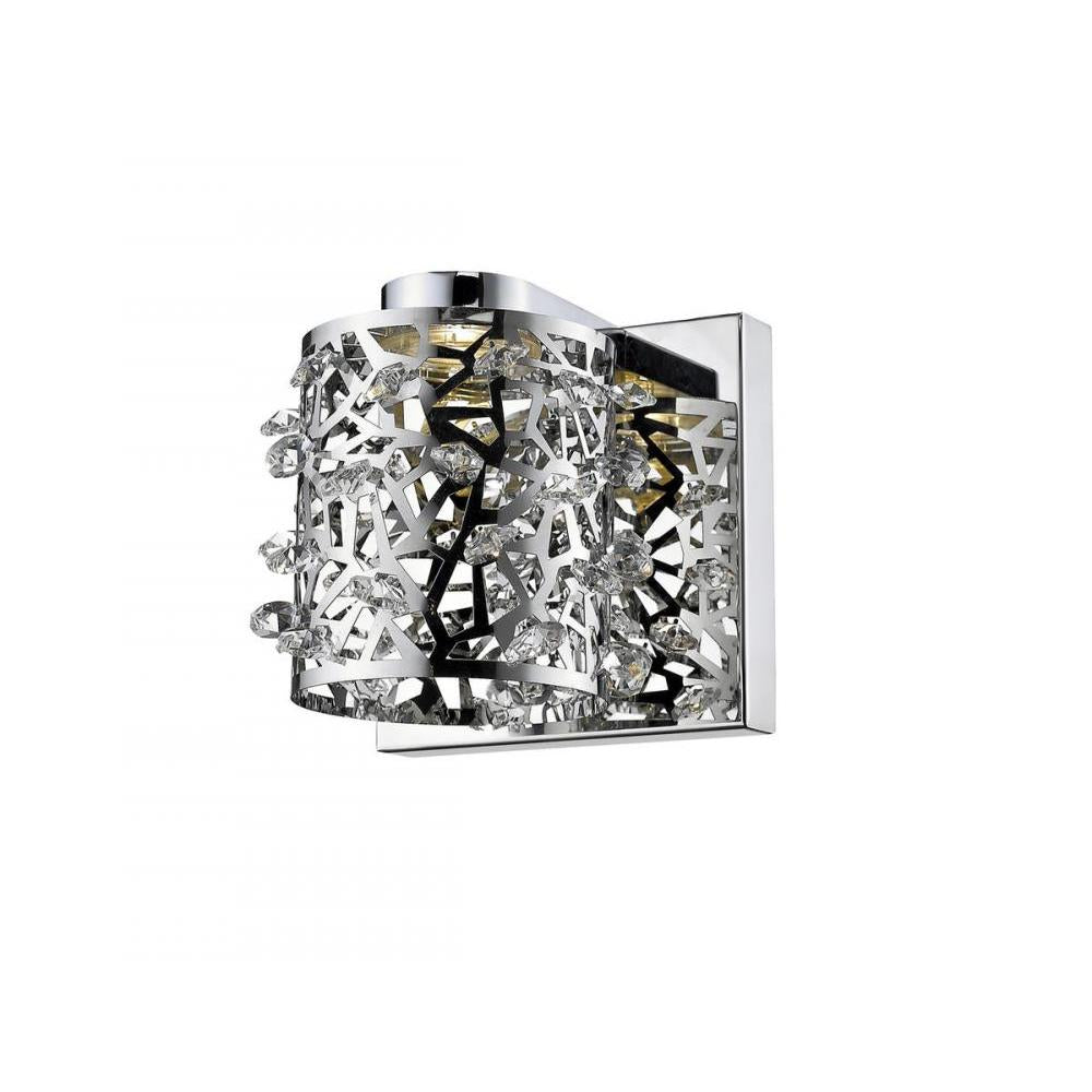 1 Light Wall Sconce-Chrome + Crystal