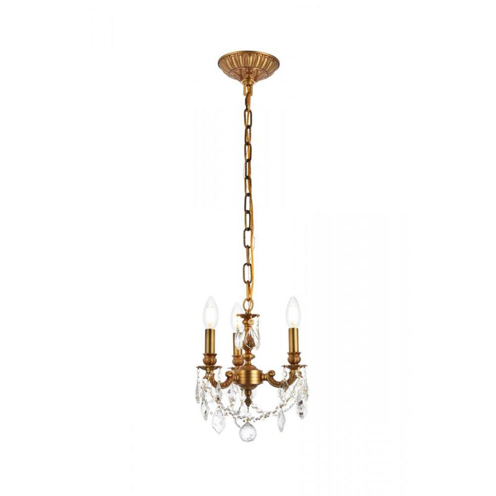 Elegant Lighting LILLIE 9103D10FG/RC Mini Pendant Traditional - French Gold