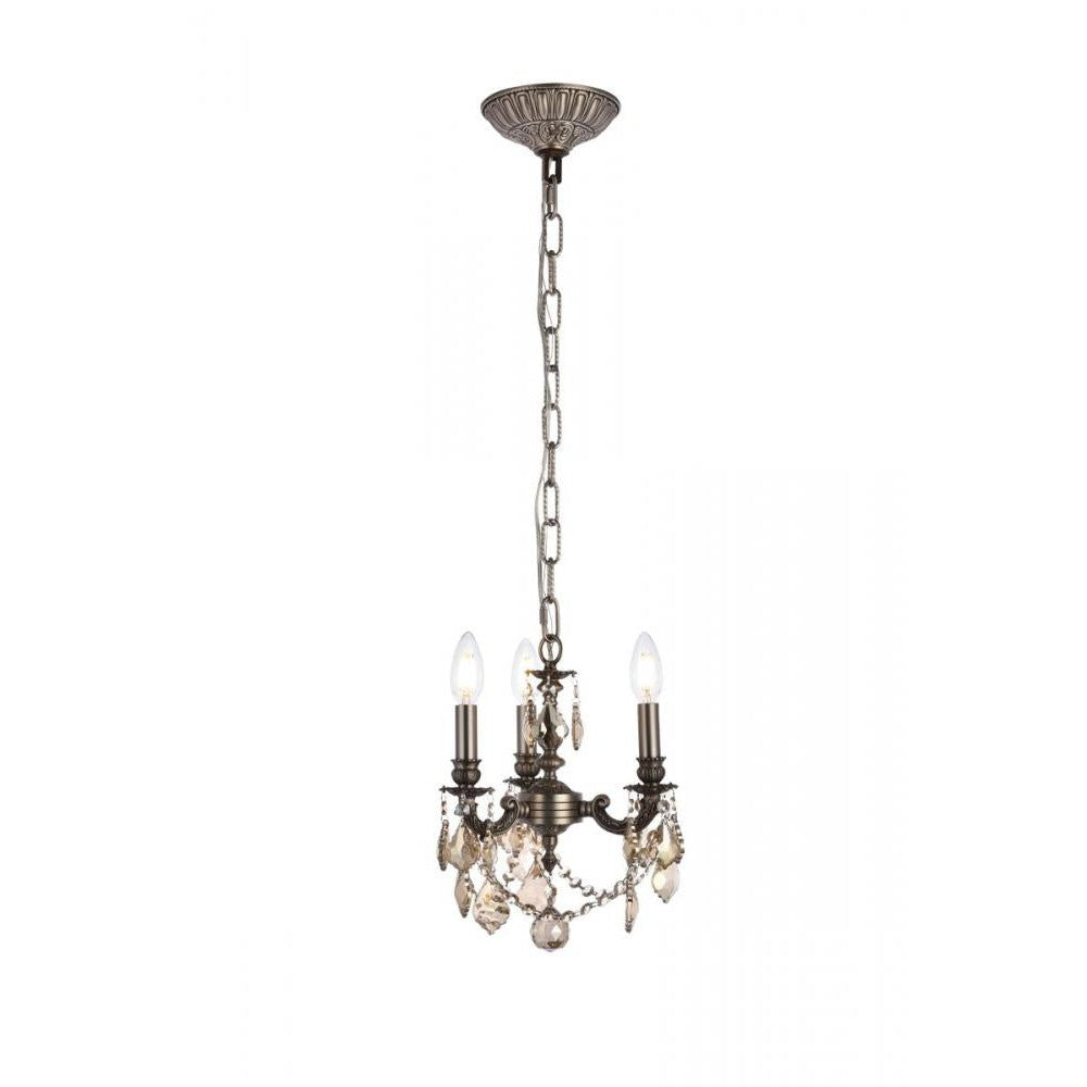 Elegant Lighting LILLIE 9103D10PW-GT/RC Mini Pendant Traditional - Pewter