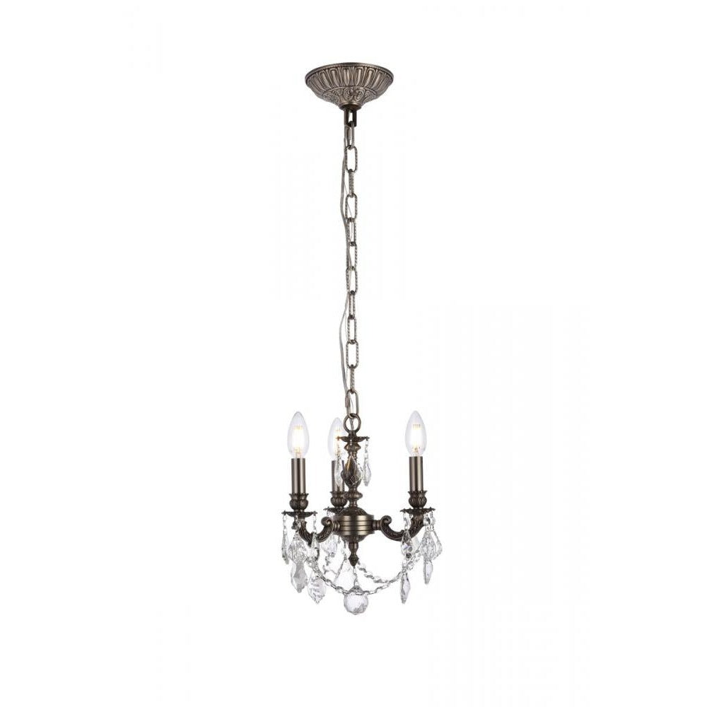 Elegant Lighting LILLIE 9103D10PW/RC Mini Pendant Traditional - Pewter