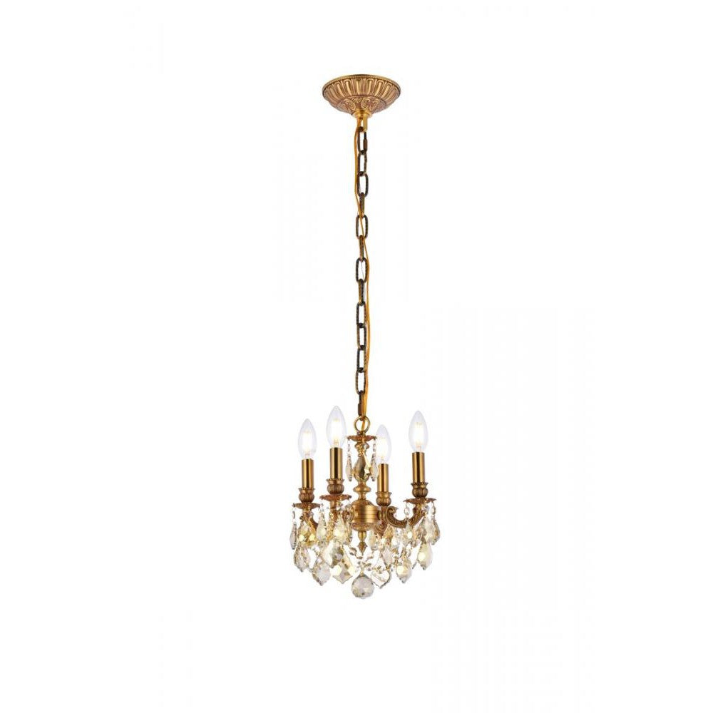 Elegant Lighting LILLIE 9104D10FG-GT/RC Mini Pendant Traditional - French Gold