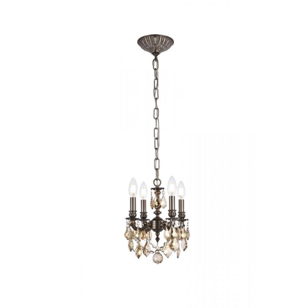 Elegant Lighting LILLIE 9104D10PW-GT/RC Mini Pendant Traditional - Pewter