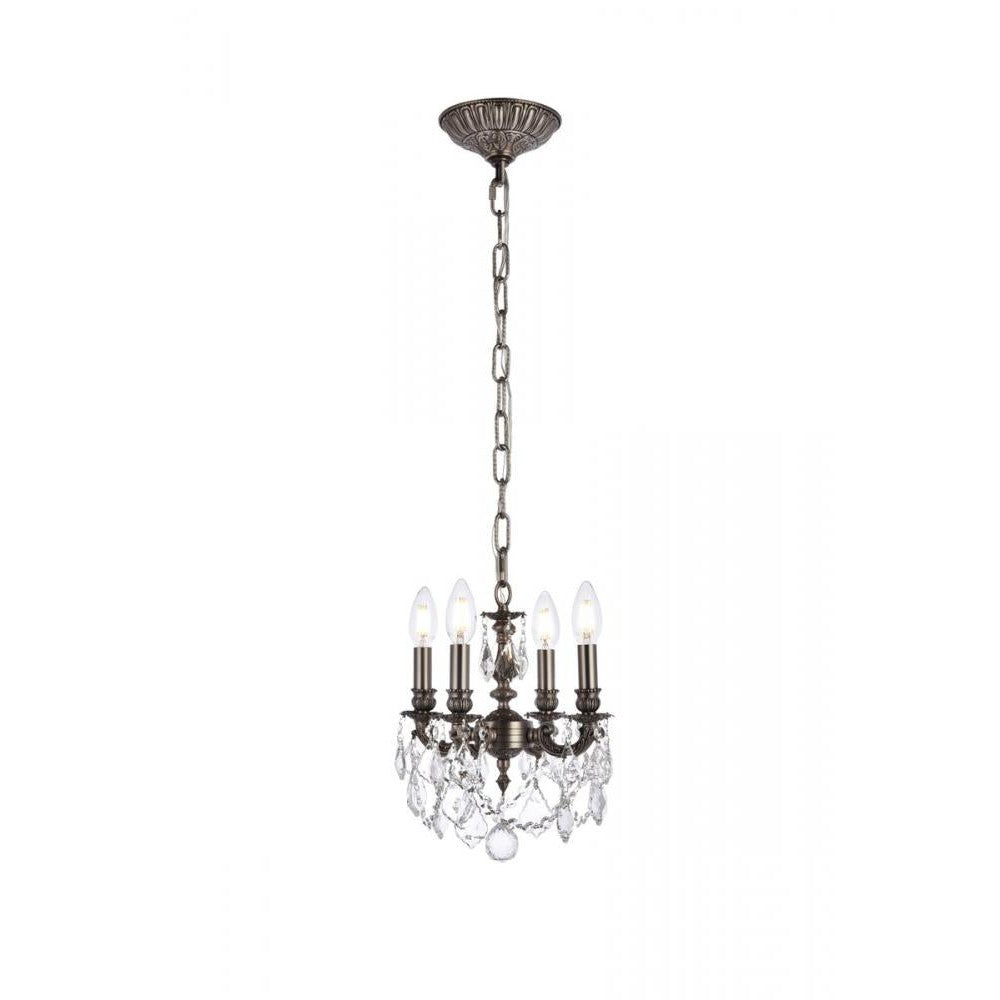 Elegant Lighting LILLIE 9104D10PW/RC Mini Pendant Traditional - Pewter