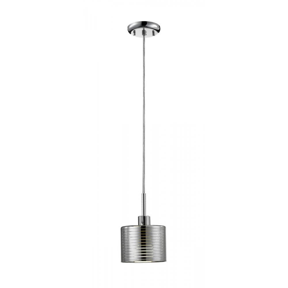 1 Light Pendant-Chrome + Crystal