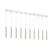 10 Light Linear Chandelier-Brushed Nickel