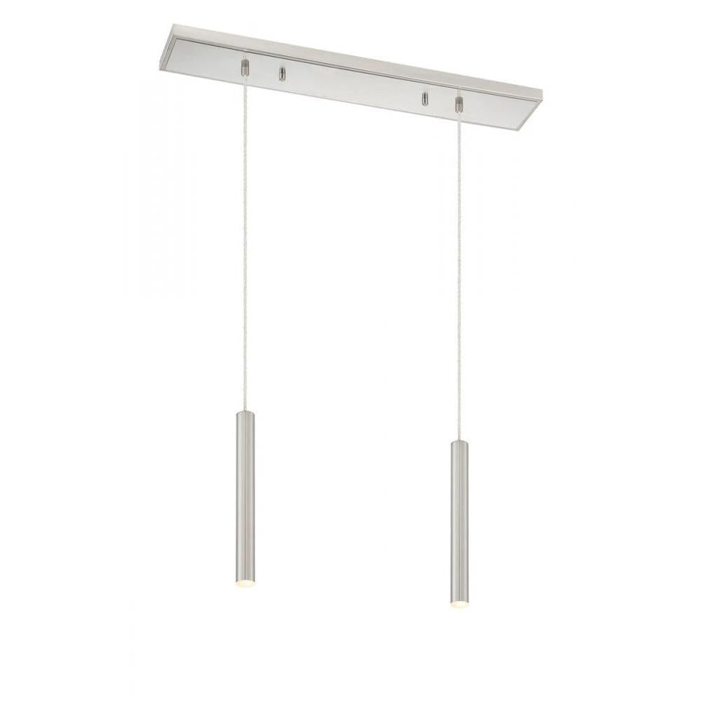2 Light Linear Chandelier-Brushed Nickel