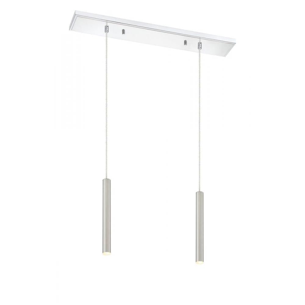 2 Light Linear Chandelier-Brushed Nickel