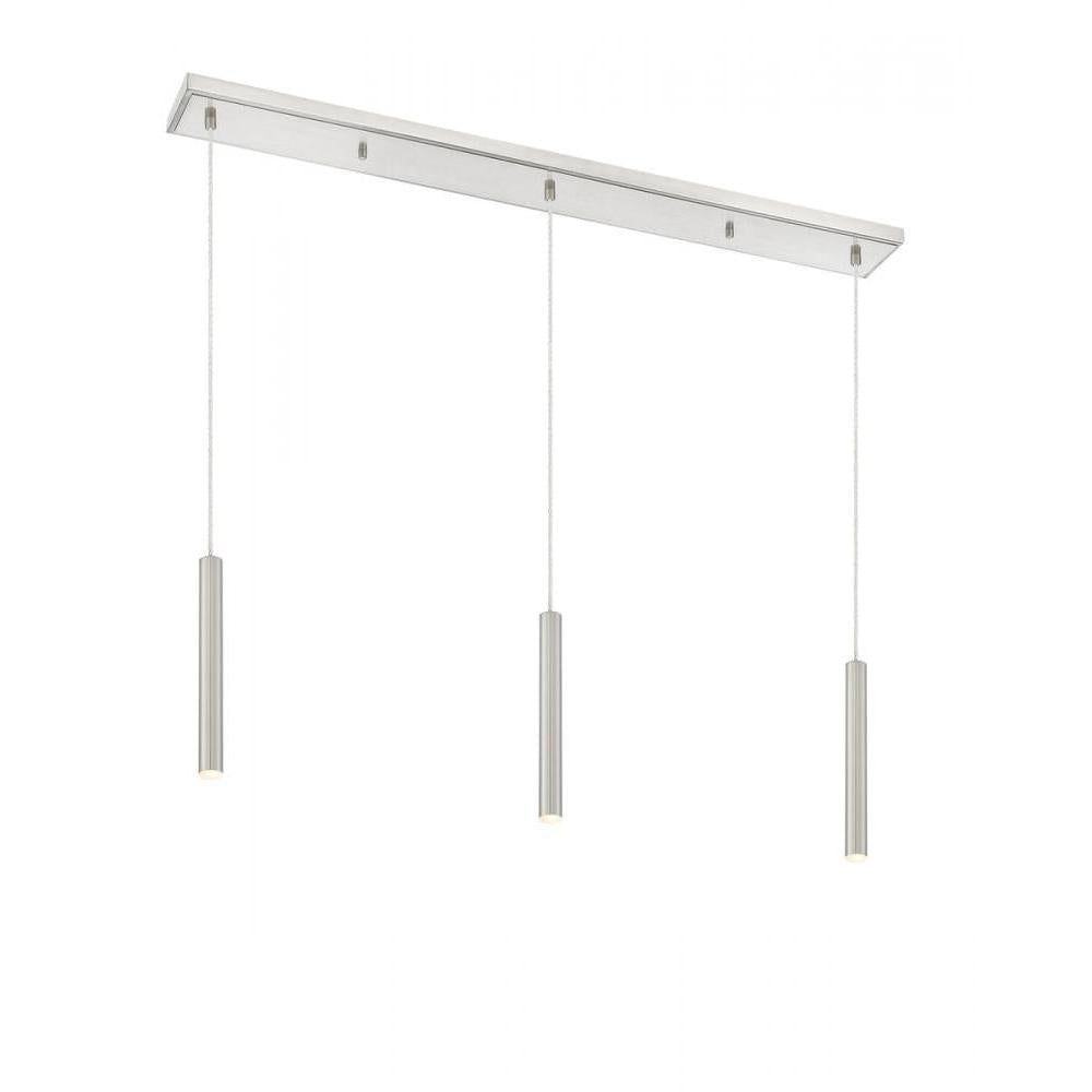 3 Light Linear Chandelier-Brushed Nickel