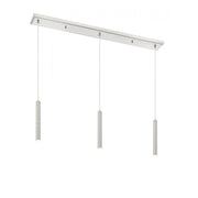 3 Light Linear Chandelier-Brushed Nickel