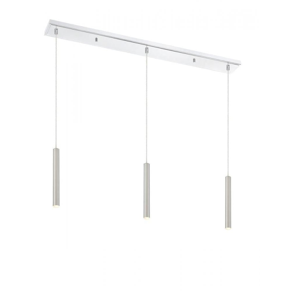 3 Light Linear Chandelier-Brushed Nickel