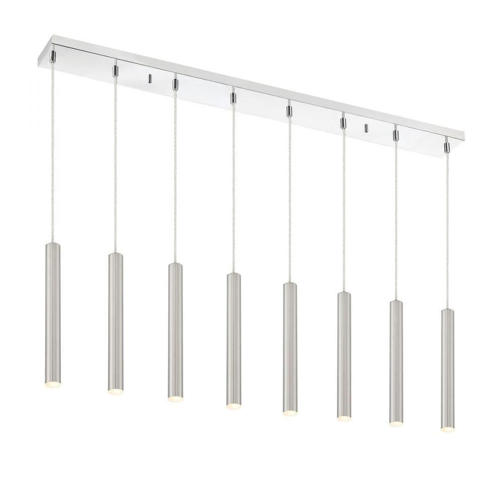 8 Light Linear Chandelier-Brushed Nickel