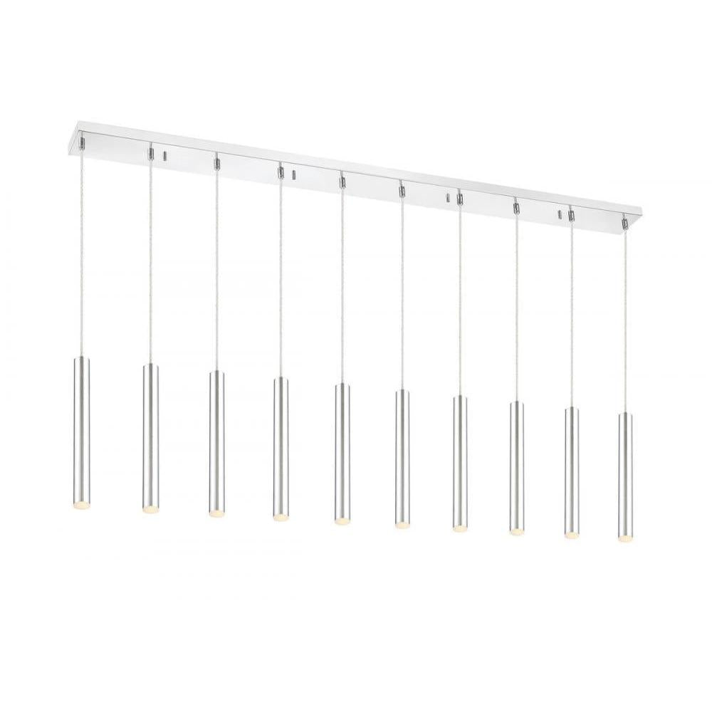 10 Light Linear Chandelier-Chrome