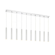 10 Light Linear Chandelier-Chrome